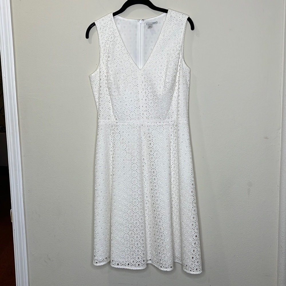 Halogen White Lace Midi Dress